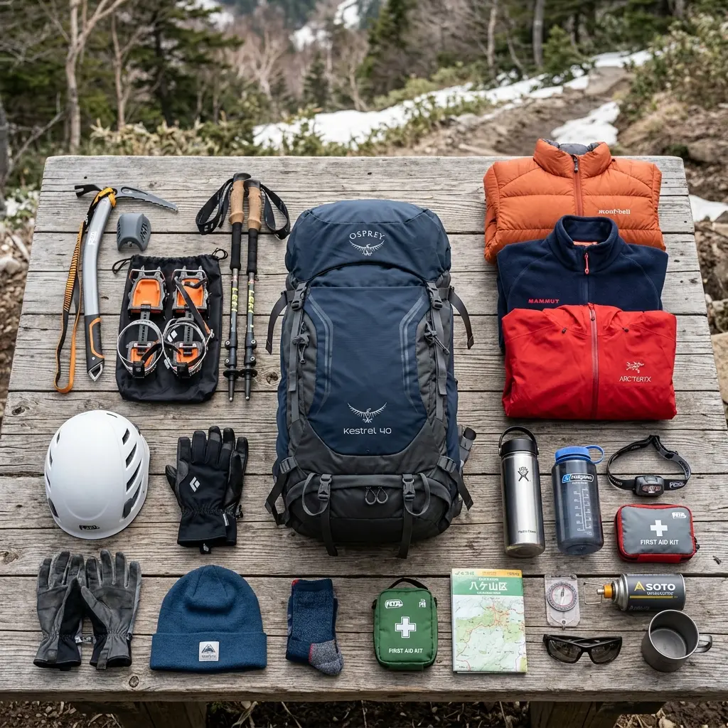 春山登山装備と40Lバックパック
