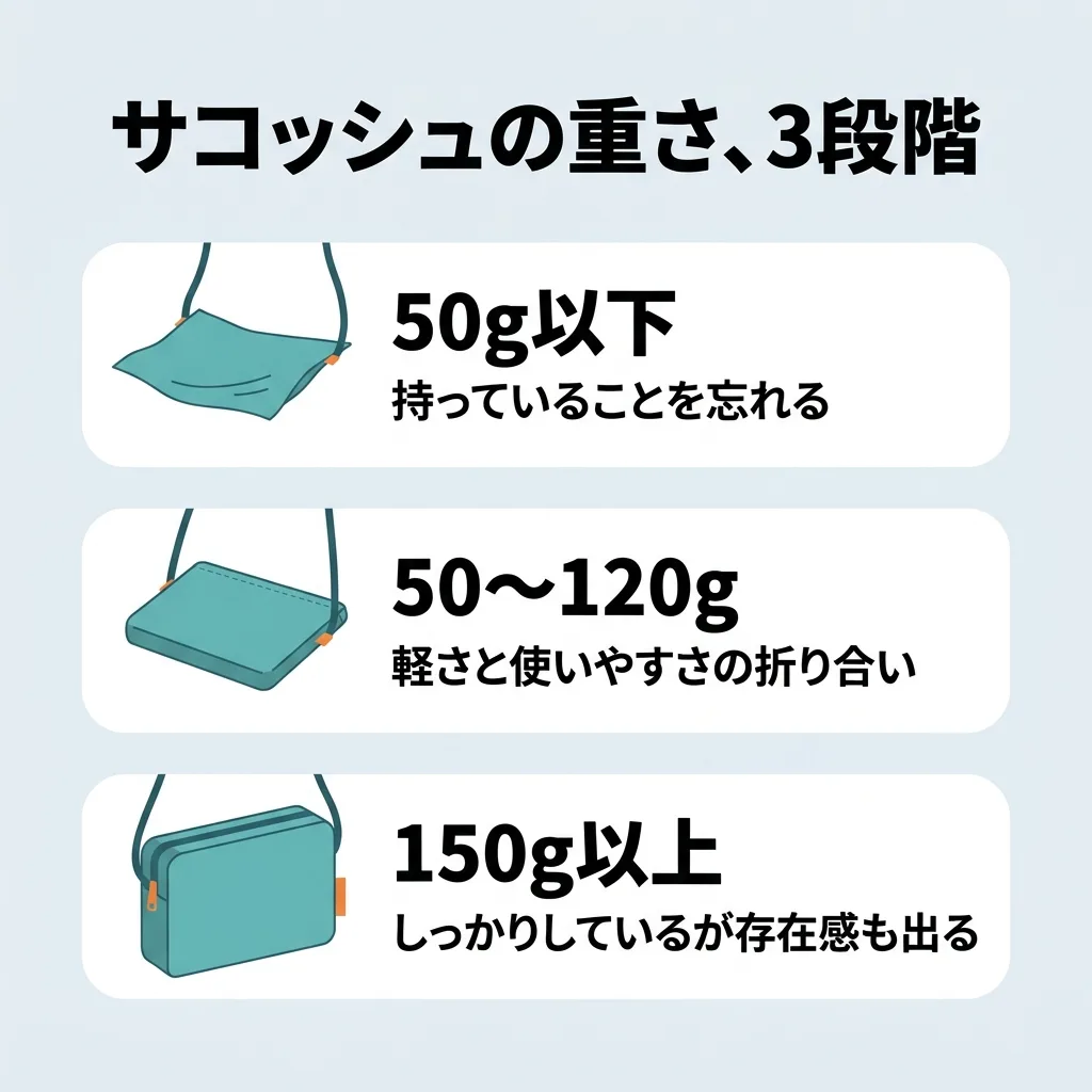 ULサコッシュの重量クラス:50g以下と50〜120gと一般的なサコッシュの違い
